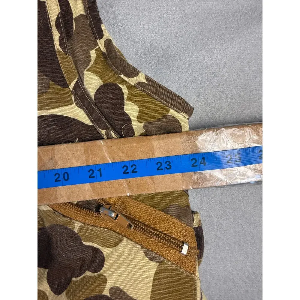 Vintage Duck Hunting Vest Mens L Canvas Camo Quilted Utility Pockets Shooting